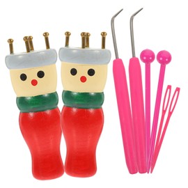 DOITOOL Wooden Spool Knitting Doll Set DIY Yarn Weaving Tool for Durable Knitting Machine with Spool Needles for Synthetic Yarns for Craft Projects