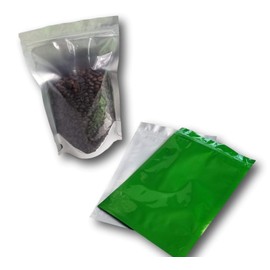 Clear Front Green Back Resealable Mylar Bags - 5 Mil - 6" x 9" x 3" Gusset Zip Seal Stand Up Odor Proof Pouch for Dried Flowers Herbs Food Coffee Tea Snacks Storage Container (100)