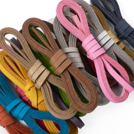 Beadthoven 20 Colors 5mm Flat Leather Cord, Multicolor Suede Cords Faux Leather Cords Rope Thread for Jewelry Making Bracelet Beading, Leather Strips for DIY Crafts Purse Handbag Shoe Laces 21.8 Yard