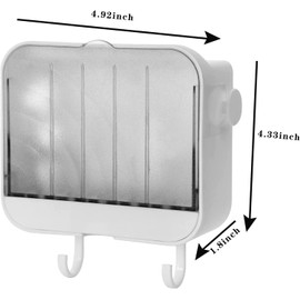 PENGQIMM 2 Pcs Soap Dish,Soap Box Holder,Soap Holder,Bar Soap Holder for Shower Wall with 2 Hooks,Wall Mounted Layers Soap Dish No Drilling,Strong Soap Holder for Bathroom and Kitchen Sink Holder (White)