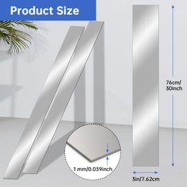 2 Pcs 304 Stainless Steel Sheet Metal Gap Filler Trim Strip (30"x 3"x 0.04" Thickness)，Brushed Metal Finishing Sheet for Home Kitchen Tools