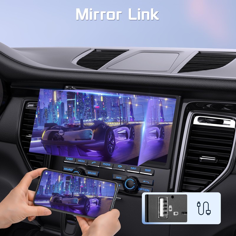 Rimoody Double Din Wireless Carplay Car Radio Android Auto, 7''