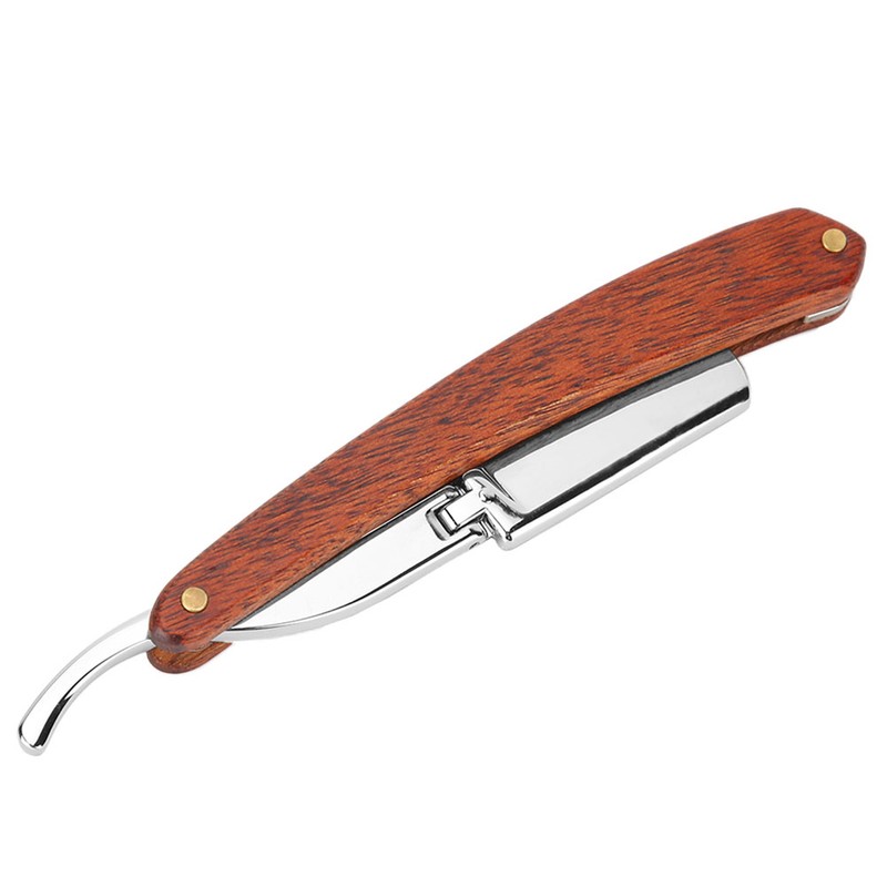 Manual Razor Professional Men Male Wooden Handle Folding Shaver Blade