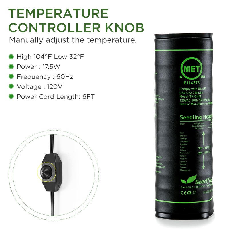 MET Certified 2 Pack Seedling Heat Mat, Seedfactor Adjustable Temperature