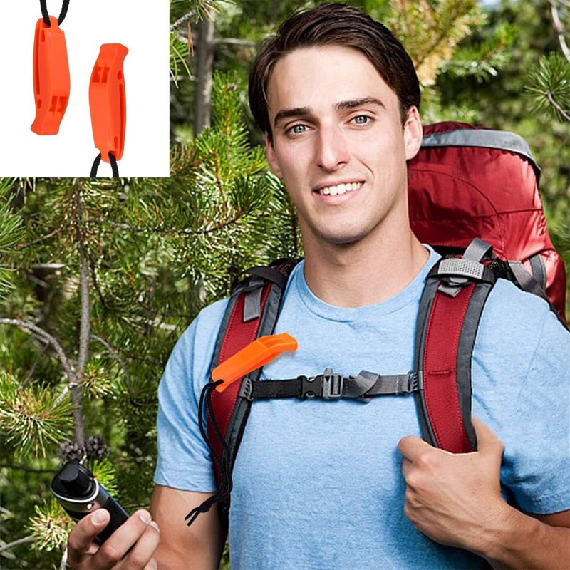 2 Pcs Emergency Whistles with Reflective Safety Lanyard for Hiking