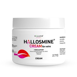 Hallusa Natural Hallosmine Cream for Veins Support and Leg Comfort | Triple Action Formula: diosmin, Hesperidin and Horse Chestnut | with Aloe Vera and Menthol for a Cooling Effect | 4 oz
