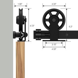 ETIASQSA 127-1/5'' Sliding Barn Door Hardware Track Kit Basic Black Wheel Roller for Single Doors Garage Track System