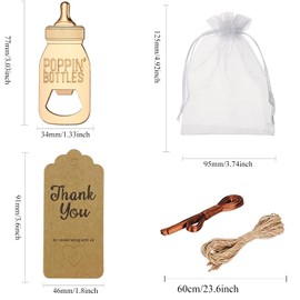FCDECOR 25PCS Baby Shower Favors Baby Bottle Openers, Baby Shower Party Favors for Guests Thank You Gifts Wedding Souvenirs Birthday Party Decor with Gift Tags and Sheer Bags in Bluk(Poppin Style)