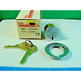 Yale Mortise Cylinder Lock 1152 1-1/4 US26D 2-Keys Satin NIB NOS Key-GB Scovill
