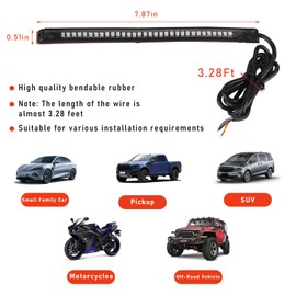 Kewucn Universal 8'' Flexible Waterproof LED Light Strip with Tail Brake Stop Turn Signal Lights All-in-One, Light Accessories Fits for Motorcycle, Bike, ATV, RV, SUV Off Road