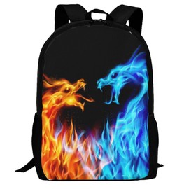 Dragon Backpack, Simple and Aesthetic Bookbag for Women & Men, Lightweight Adjustable Black Backpack for Travel Outdoor Sports, Large Capacity Laptop Bag for Business Office