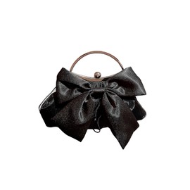 SweatyRocks Women's Cute Bow Decor Clutch Purse Evening Handbag Prom Crossbody Bags Black One-Size