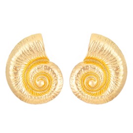 Conch Shell Earrings Gold Silver Plated Boho Seashell Textured Ocean Wave Irregular Geometric Swirl Sea Animal Lightweight Large Stud Earrings for Women Summer Hawaiian Beach Holiday Jewelry Gifts (Gold)