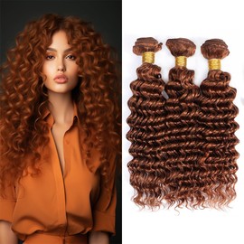 Nuailisex Brown Bundles Deep Human Hair Color 30 Brown Human Hair Deep Wave Bundles Real Unprocessed Hair For Women Wet And Wavy Weave Hair 24 26 28 Inch