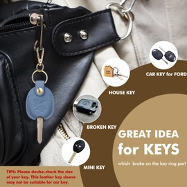 KARENSKEYS Broken Car Key Loop Replacement - Car Key Cover, Leather Key Sleeve, Keychain for Women Men.