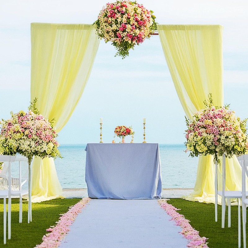 DUOBAO Chiffon Backdrop Curtain 96 Inch Length 2 Panel 29