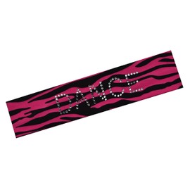 Funny Girl Designs DANCE Rhinestone Cotton Stretch Headband From (One Size, Pink Zebra)