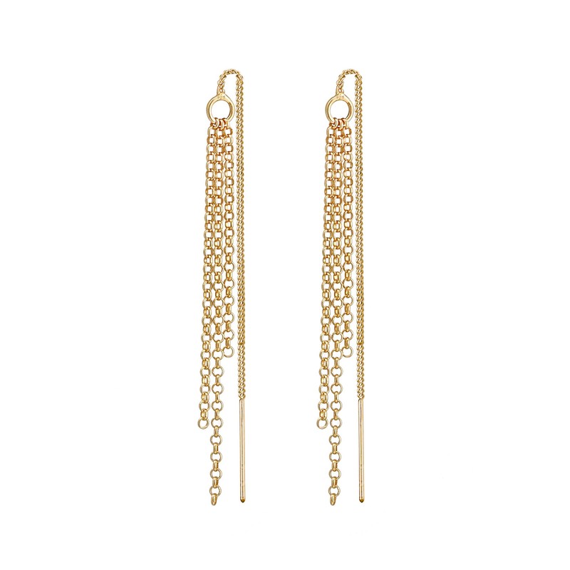Elli Women's Earrings Chain Pull Through in 925 Sterling Silver,