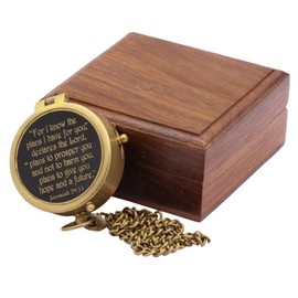 RII for i Know The Planes I Have for You Compass with Wood Box,Jeremiah 29 11, Baptism Gifts, Gift for Him, Birthday, Fathers Day, Graduation Gift, Gift for Son