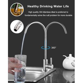 Drinking Water Faucet for Kitchen,100% Lead-Free Reverse Osmosis Faucets,Stainless Steel Kitchen Filtered Water Faucets,Brushed Nickel RO Faucet with Longer Thread Pipe