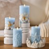 Luminara Flameless LED Candle Soft Chambray Embedded Seashell & Starfish