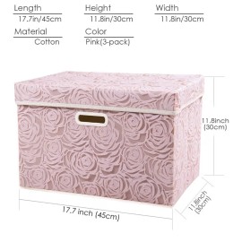 3 Pack Larger Collapsible Storage Boxes with Lids Fabric Decorative