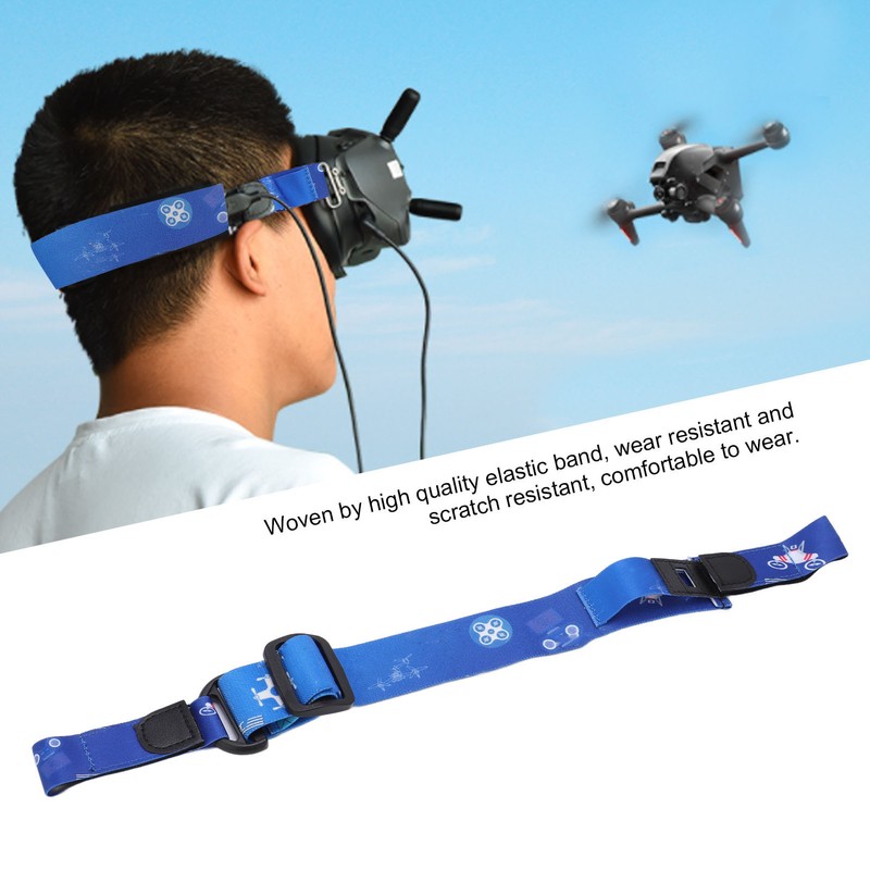Flight Goggles Headband Adjustable Head Strap with Battery Strap Holder
