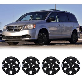 Winjet Wheel Covers Replacements 16'' Hubcaps for Dodge Grand Caravan 2008-2016 & 2008-2010 Chrysler Town&Country[Only Fit Iron Hub - Steel Wheel] (16 Inch Set of 4, Black Lacquer)