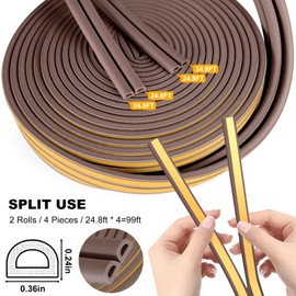 Sealing Tape for Doors 30 m / 98.4 ft, Sealing Joints in Windows and Doors, 1 Scissors and 1 Tape Measure, Used to Block Cracks and Gaps in Doors and Windows (Brown)