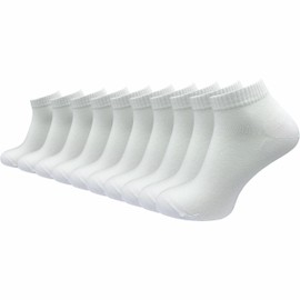 GAWILO Premium Trainer Socks (10 Pairs) | Women & Men | Extra Reinforced Stress Zones | Without Pressing Seam Over the Toes, White, 35 - 38
