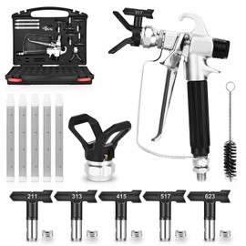 GROGR-3600 PSI Airless Paint Sprayer Gun Kit with Tip Guard & 5 Pieces Tips & 5 Pieces Airless Paint Spray Gun Filter & Spraying Equipment Storage Box (211,313,415,517,623)