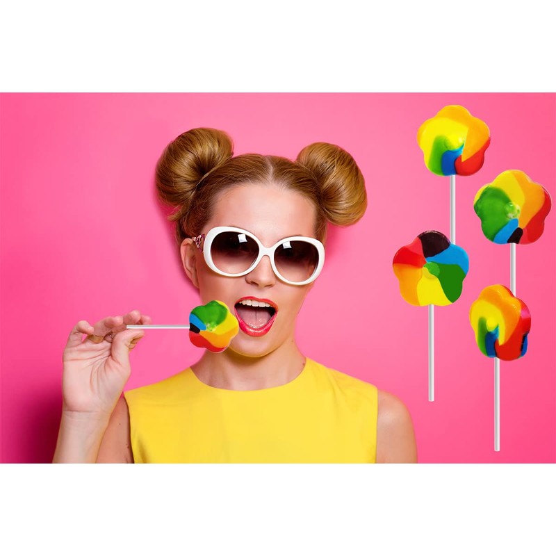 Rainbow Swirl Lollipop 3" Inch 45 Gram (6-Pack) Flower Sucker