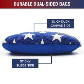 Timtaoth Dual Sided Corn Hole Bags Professional Cornhole Bags Set of 8 Regulation Size Weight Pro Corn Hole Bean Bags Slick and Stick,Stars & Stripes