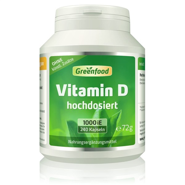 Greenfood Vitamin D3, 1000 IU, high dose, 240 capsules -