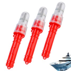 3PCS Boat Flares, Marine Flares, Waterproof Boat Safety Kit, 2025 Upgraded Emergency Signals, LED Lights Marine Emergency Kit for Fishing Nets, Buoys, Boating, Life Rafts (Red)