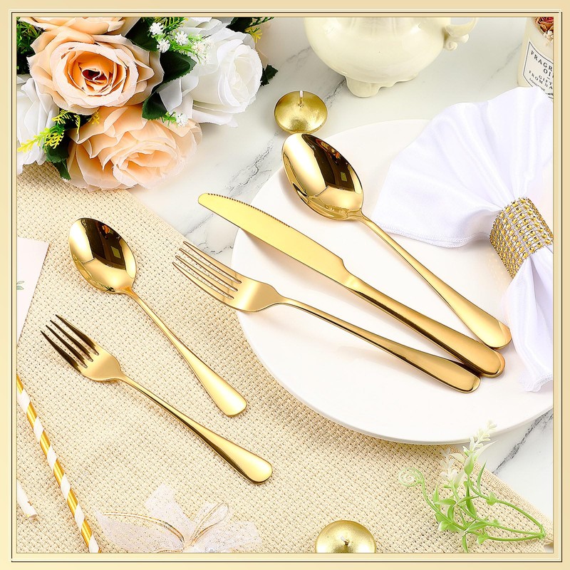 Dandat 150 Pcs Gold Silverware Set Stainless Steel Set with