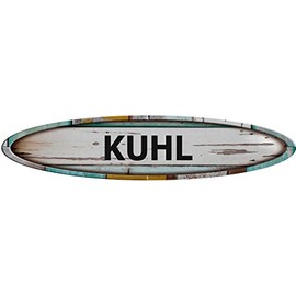 Kuhl Long Oval Shaped Weathered Rustic Painted Wood Look Decal Bumper Sticker for use on Any Smooth Surface