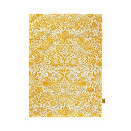 Half Moon Bay Strawberry Thief - by William Morris - Quine Yellow/White 25 x 18 Inch 100% Recycled Cotton Kitchen Tea Towel