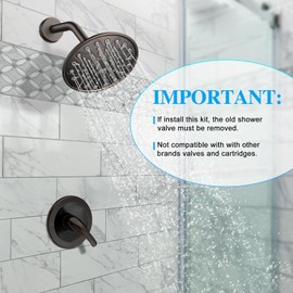EMBATHER Shower Faucet Set, Single Handle Control Shower Valve and Trim Kit, Shower Faucets Sets Complete with 6 Inch Rain Shower Head, Oil Rubbed Bronze