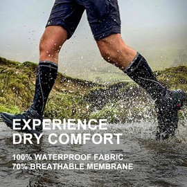 DexShell Waterproof Wading Socks Knee High for Men & Women, Hiking Trail Running in Cold Wet Conditions, Lightweight Coolmax Inners with Breathable PFOA-free Membrane, Unisex MD, JBG Black