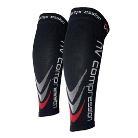 NV Compression 365 Calf Guards/Sleeves XL Red/Black (PAIR) 20-30mmHg - For Sports Recovery, Shin Splints, Medical, Work, Flight - Running, Cycling, Gym