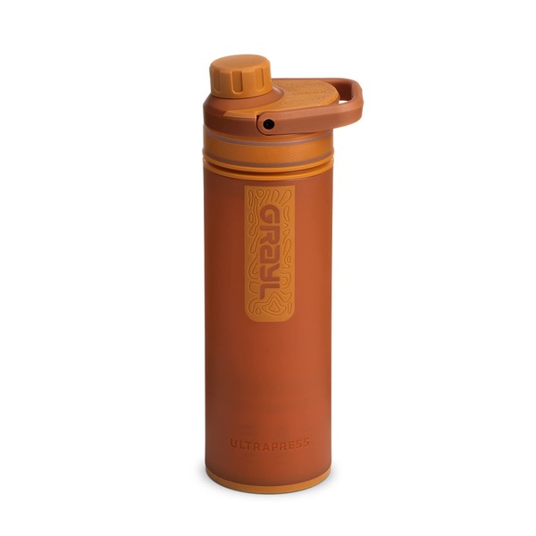 GRAYL UltraPress Water Purifier & Filter Bottle for Hiking, Backpacking, and Travel (Mojave Redrock)