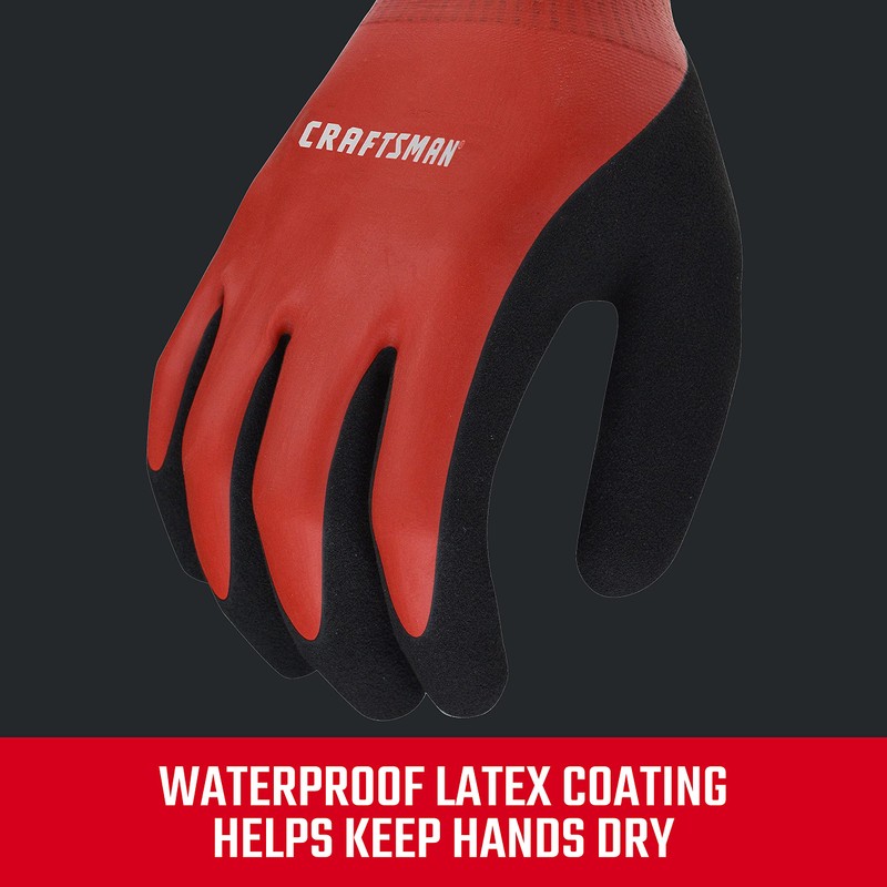 Radians Craftsman Sandy Foam Latex Waterproof Grip Glove (Large), Red