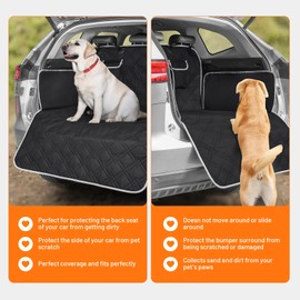 BUMUBI SUV Cargo Liner for Dogs Trunk Cover Dog Seat Covers for Car Protector for Dogs Backseat Heavy Duty Waterproof Pet Cargo Mat with Bumper Flap Non-Slip Universal Fit SUVS Sedans Trunks Vans