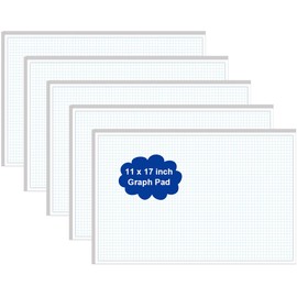 (5-Pack) Engineering Graph Paper Pad - 17" x 11" Grid Paper for Engineering, Drafting, Blueprint Drawing, 125 Sheets/250 Pages 4x4 Blue Quad Rule by Better Office Products
