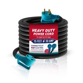 Connecticut Electric 15-Foot 30-Amp RV/EV Extension Cord for TT-30P to TT-30R