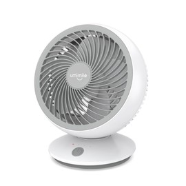 Umimile Circulator, Oscillating Quiet, Wall Mounted, Fan, Small, Tabletop, DC Motor, 6.7 sq ft (6 tatami), Blade Diameter 6.7 inches (17 cm), 3 Levels of Air Flow Adjustment, Energy Saving, 5 Blades, USB Powered, Gray