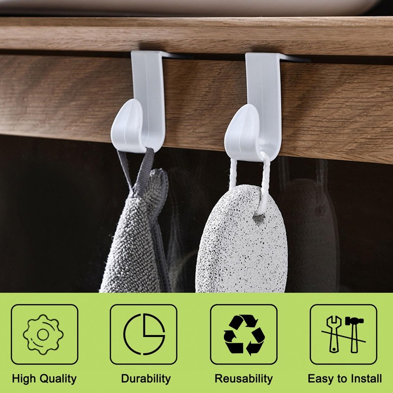 UFURMATE Over Cabinet Door Hooks, 8Pcs Plastic Over Door Single