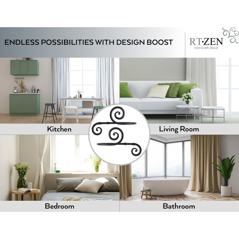 RTZEN Decorative Metal Curtain Tiebacks - Farmhouse Wrought Iron Curtain