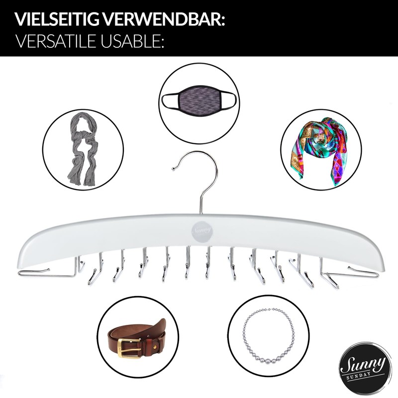 SUNNY SUNDAY ® Wooden Clothes Hanger, Tie Holder, Cupboard Organiser